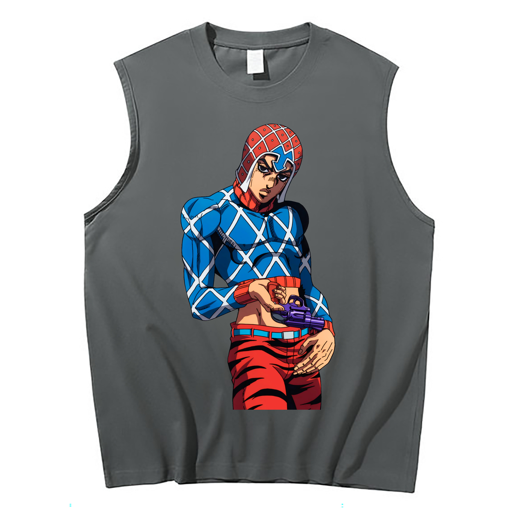 （画像用） ジョジョの奇妙な冒険 グイード?ミスタ JoJo's Bizarre Adventure Guido Mista コットン100％タンクトップ（フロントプリント）